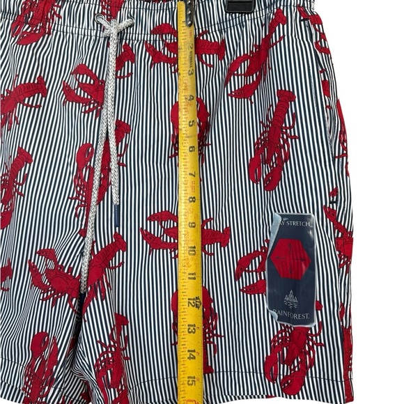 RAINFOREST Red and White Swim Trunks with Nautical Lobster Print - Picture 6 of 7
